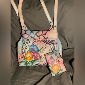 Anuschka Triple Pocket Bag w/Matching Wallet